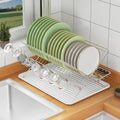 Dish Rack with Drip Tray 3-Tier Stainless Steel - Space-Saving Drying