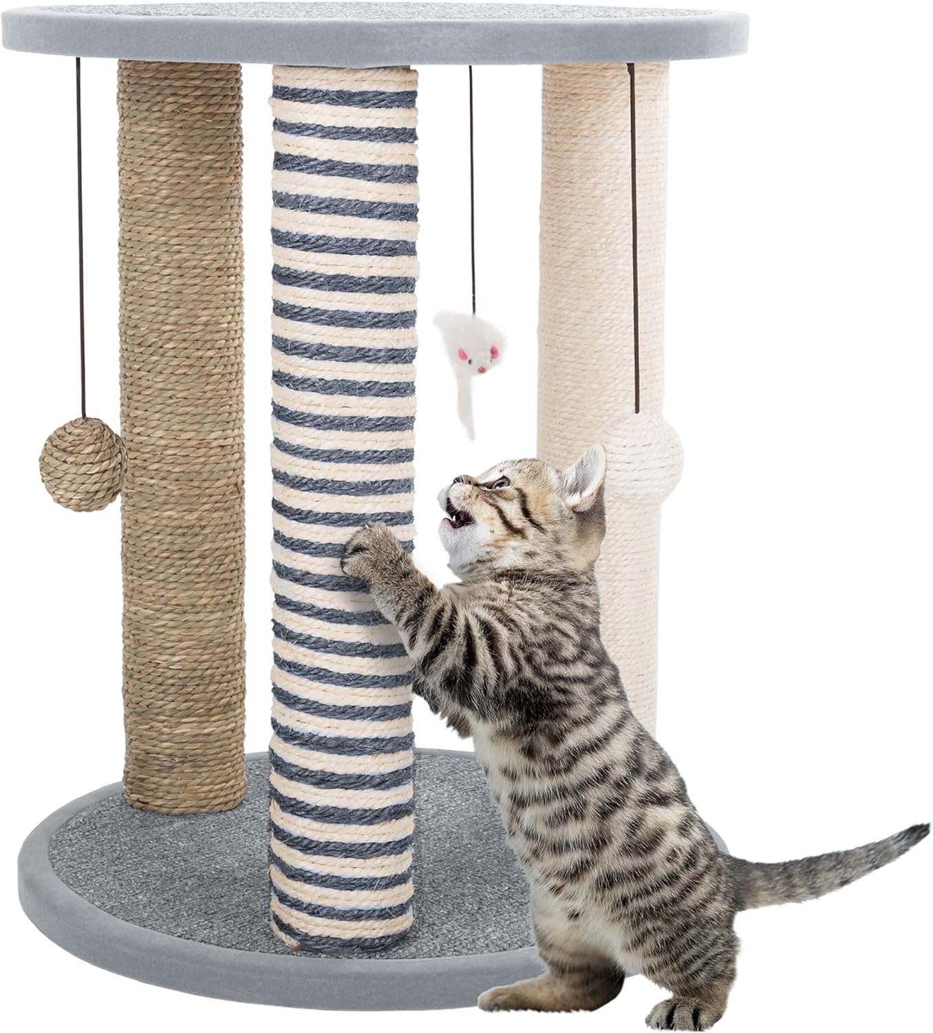 Cat Scratching Post with Perch and Carpeted Base for Cats