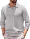 Long Sleeve Polo Shirts for Men - Lightweight Ribbed Knit Pullover