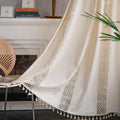 Sutuo Home Boho Curtain Crochet Lace Semi-Blackout Drapes