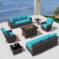 Kurapika 11 Pieces Patio Furniture Set with Fire Pit