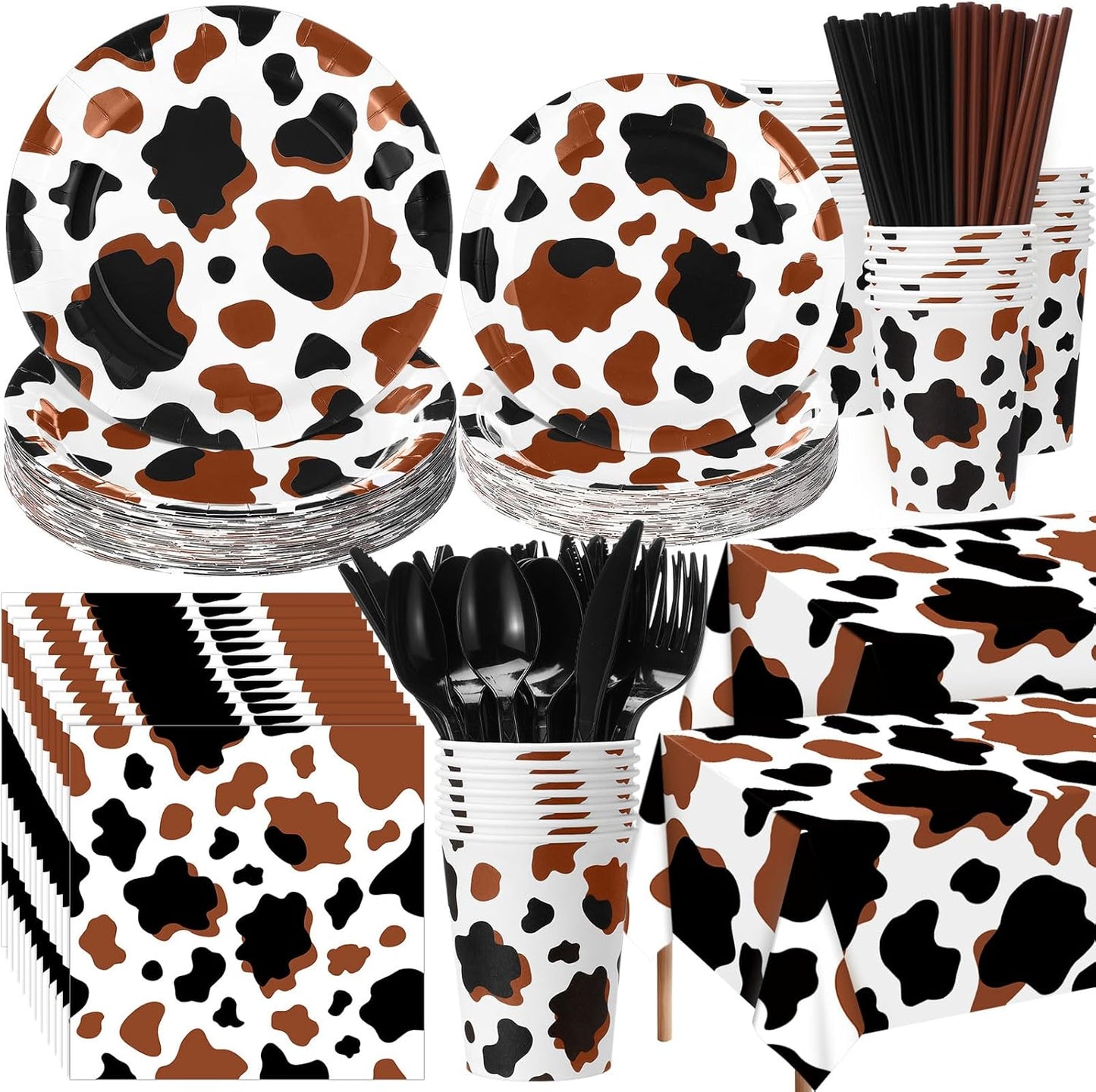 452 Pcs Cow Print Party Decorations for Western Celebrations