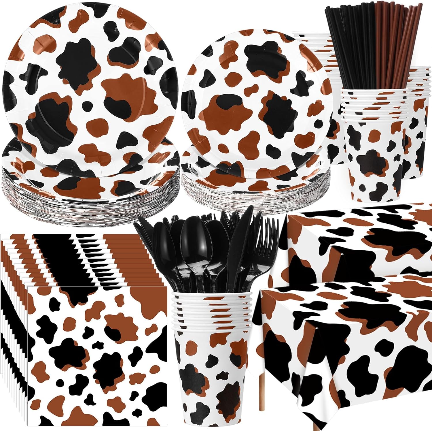 452 Pcs Cow Print Party Decorations for Western Celebrations