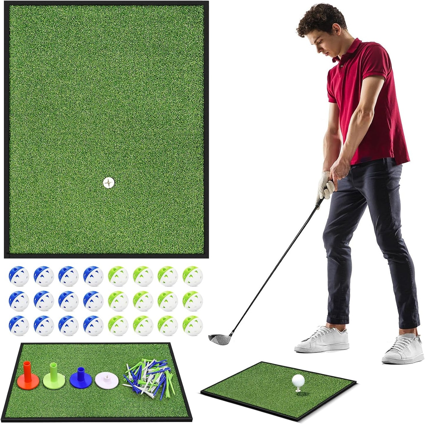 Premium Portable Golf Mat - Practice Anywhere with Tees & Balls!