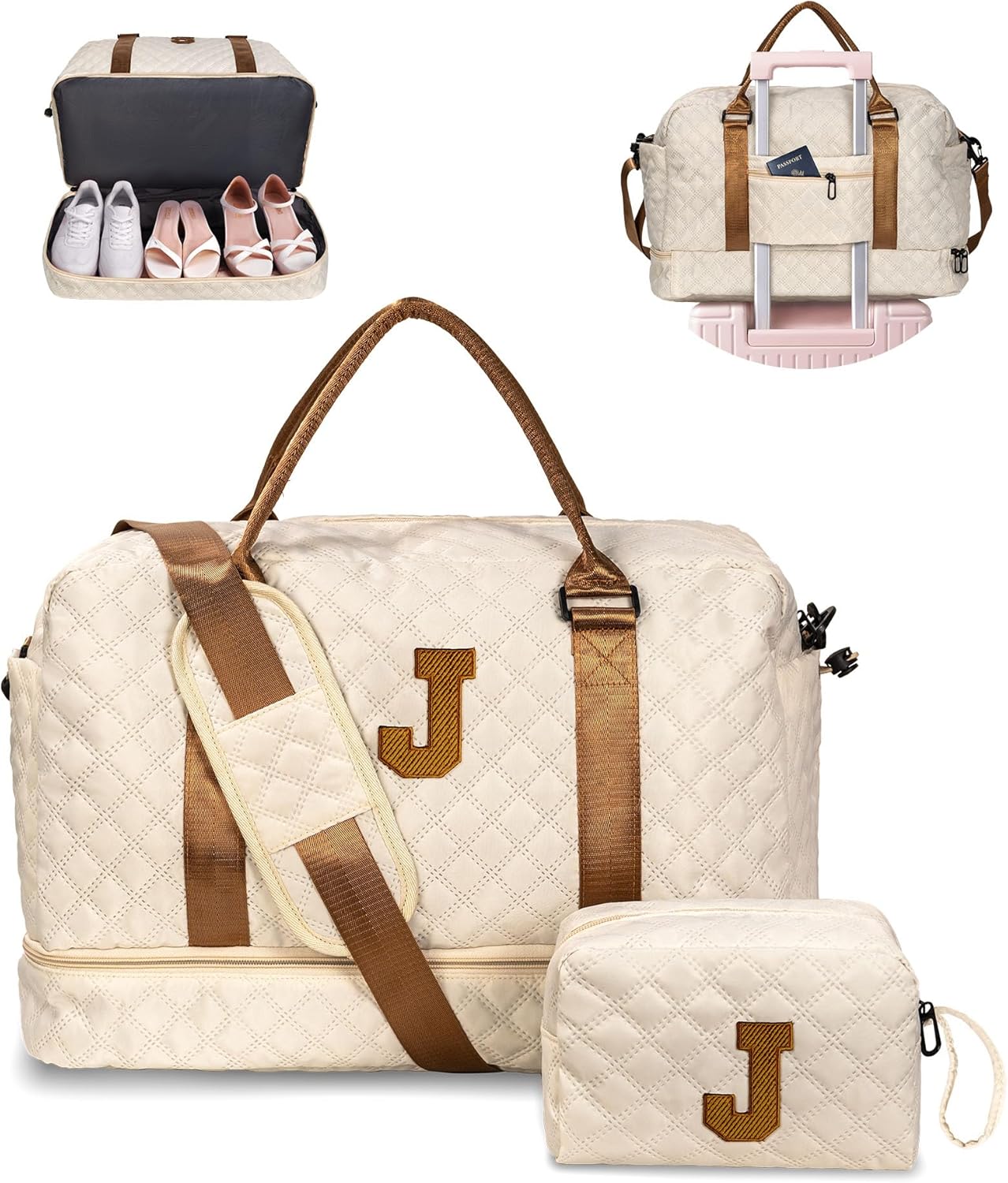 Girls Duffle Bag with Shoe Compartment for Travel and Gym