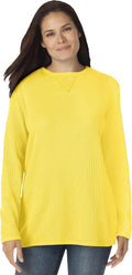 Woman Within Plus Size Ultra Soft Waffle Thermal Sweatshirt - Cozy