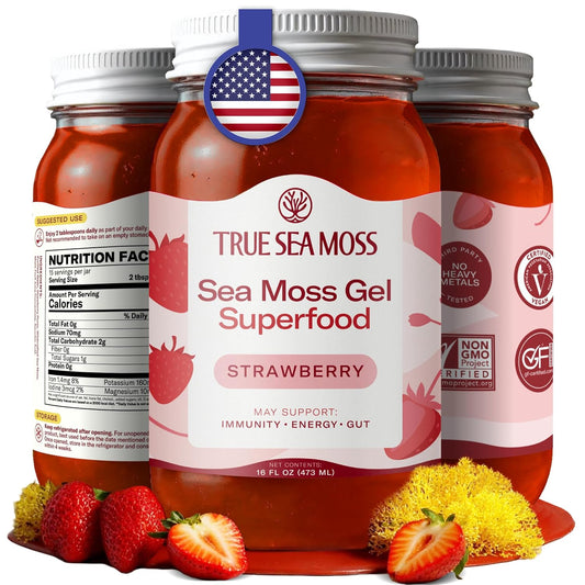 TrueSeaMoss Sea Moss Gel with Strawberry Flavor for Wellness