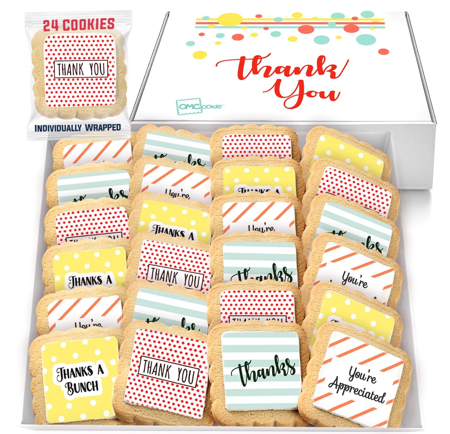 Thank You Cookies 24 Pack - Perfect Appreciation Gifts for All