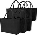 Segarty Tote Bags 6 Pack Large Black Burlap Jute Reusable Canvas Gift