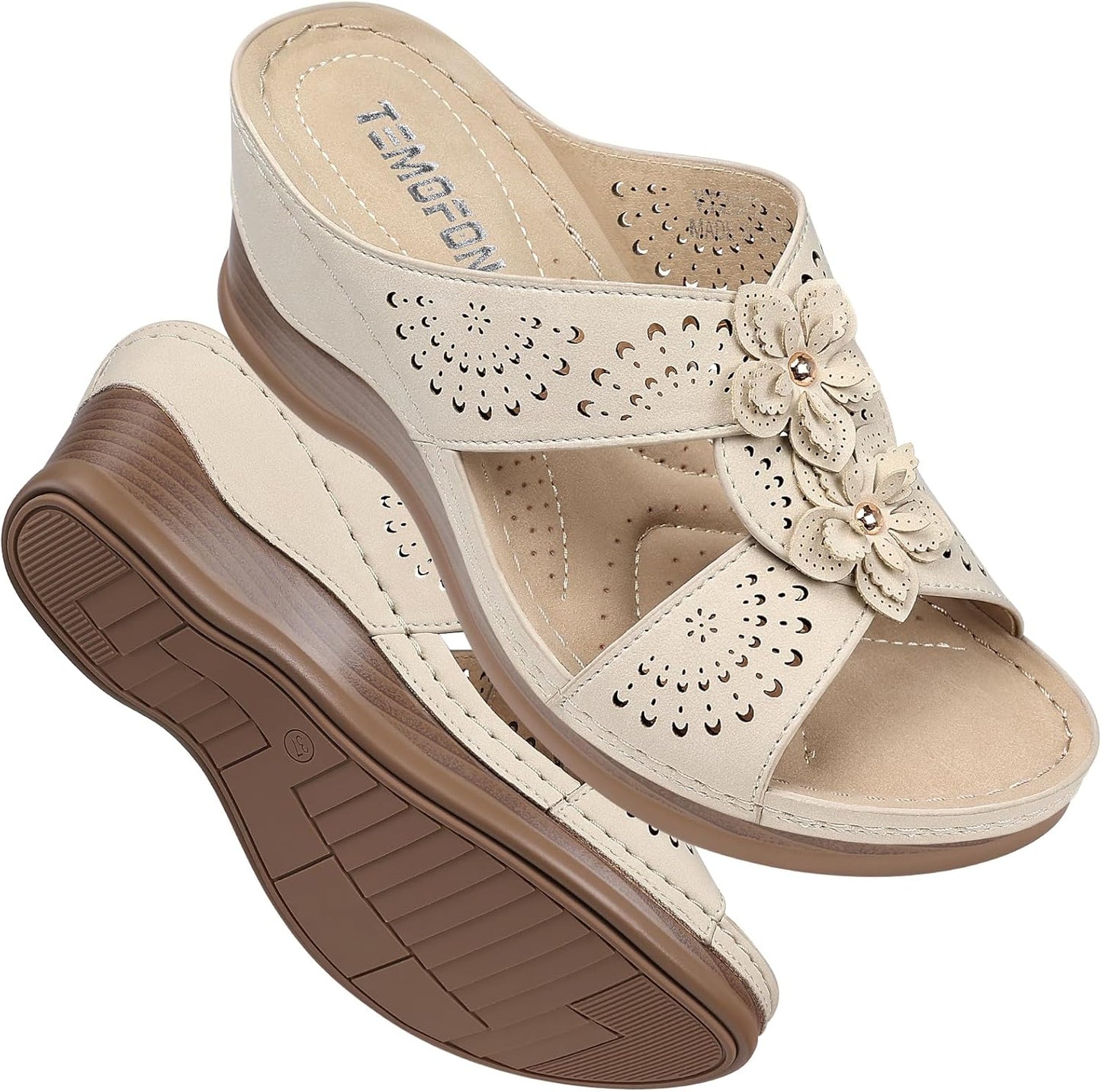TEMOFON Womens Wedge Sandals: Comfortable Casual Summer Shoes
