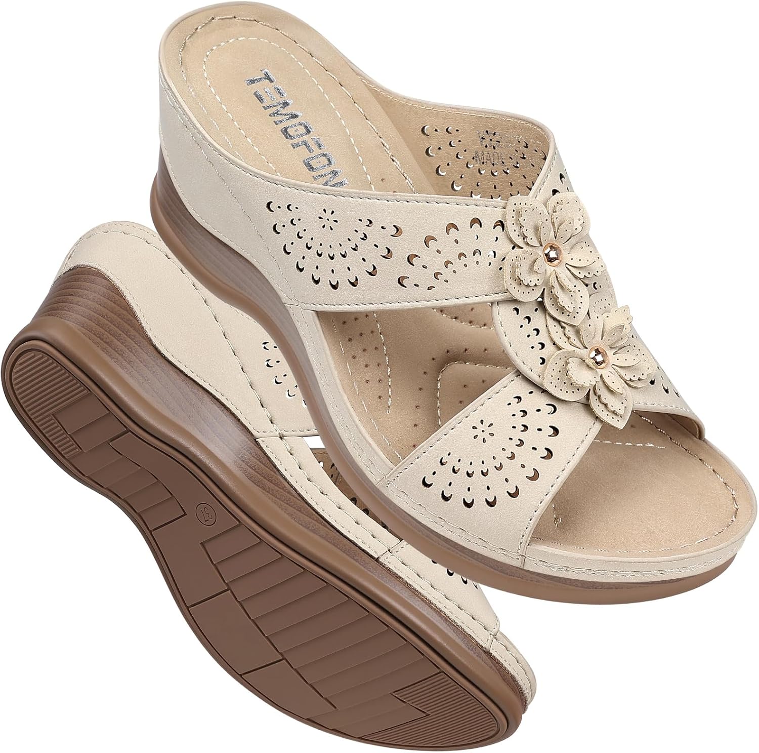 TEMOFON Womens Wedge Sandals: Comfortable Casual Summer Shoes