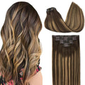 GOO GOO Clip in Hair Extensions Real Human Hair - 18in Balayage