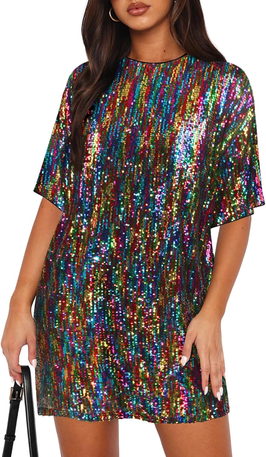Women's Crew Neck Sequin Dress for Parties and Cocktails