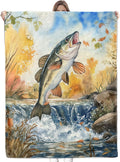 Watercolor Fish Blanket - Ultra Soft Flannel Throw for Couch & Bed