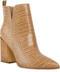 Juliet Holy V Cut Ankle Boots Pointed Toe Chunky Heel - Versatile Look