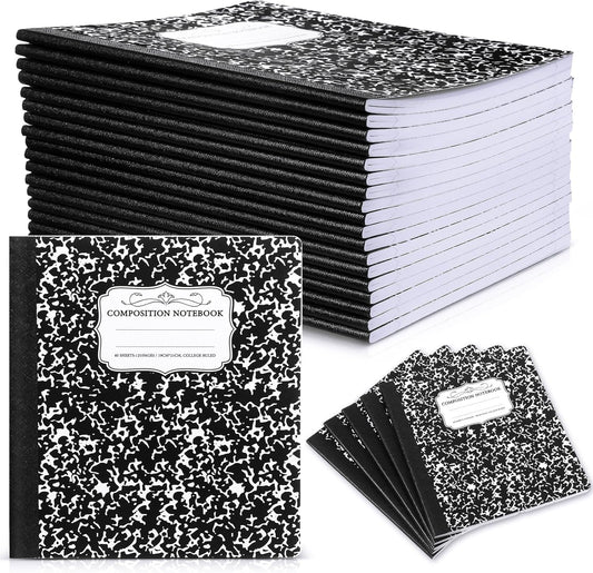 Seajan 20 Pack Marble Composition Notebooks - Wide Ruled - Back to School Essential