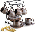 3oz Espresso Cups Set of 6 with Saucers and Holder for Coffee