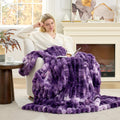 Faux Fur Throw Blanket 60 x 80 in Tie-dye Purple - Ultra Soft Plush