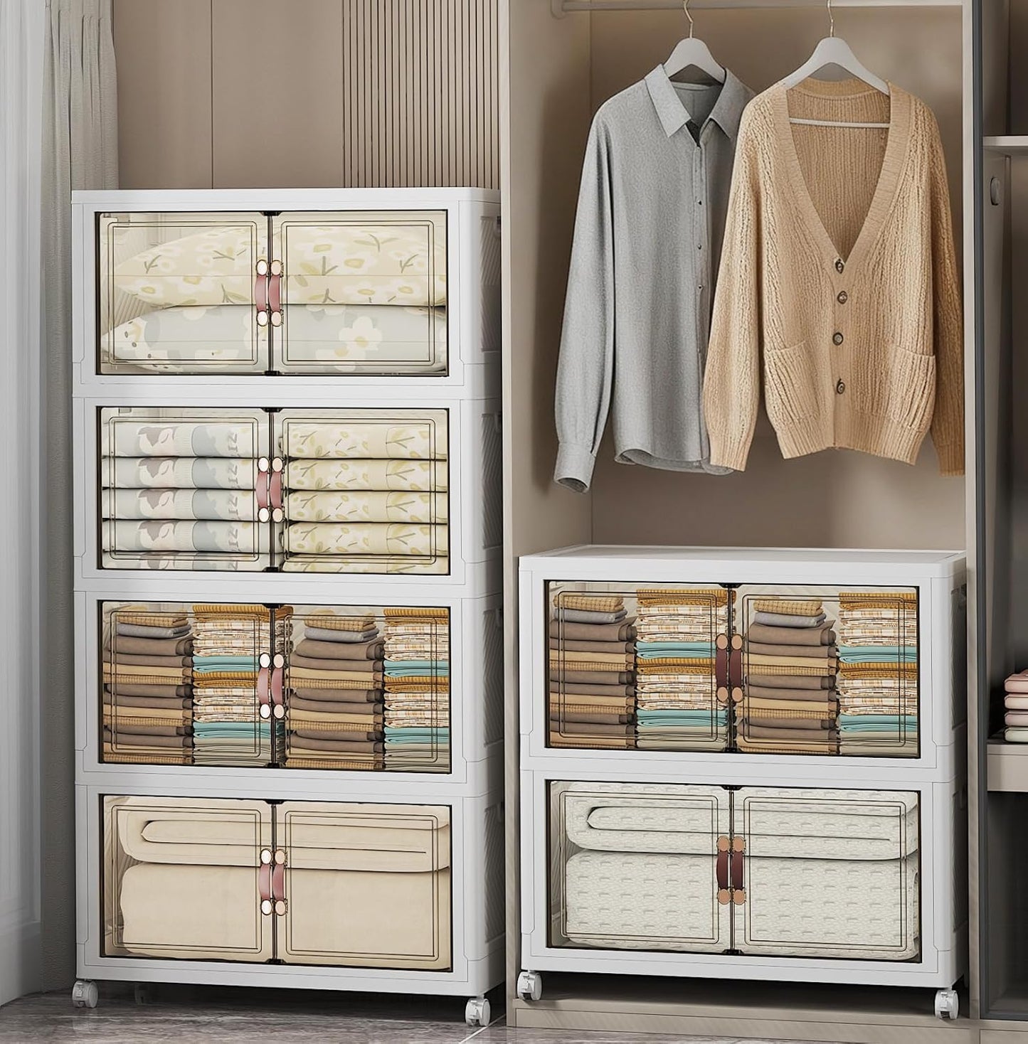 Extra Large Stackable Storage Bins with Lids & Wheels for Home