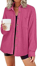 Waffle Button Down Shirt Women Casual Knit Top - Loose Fit Shacket