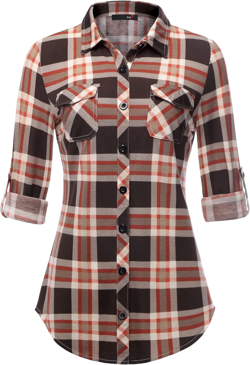 DJT Womens Soft Stretchy Knit Plaid Shirts for Every Occasion