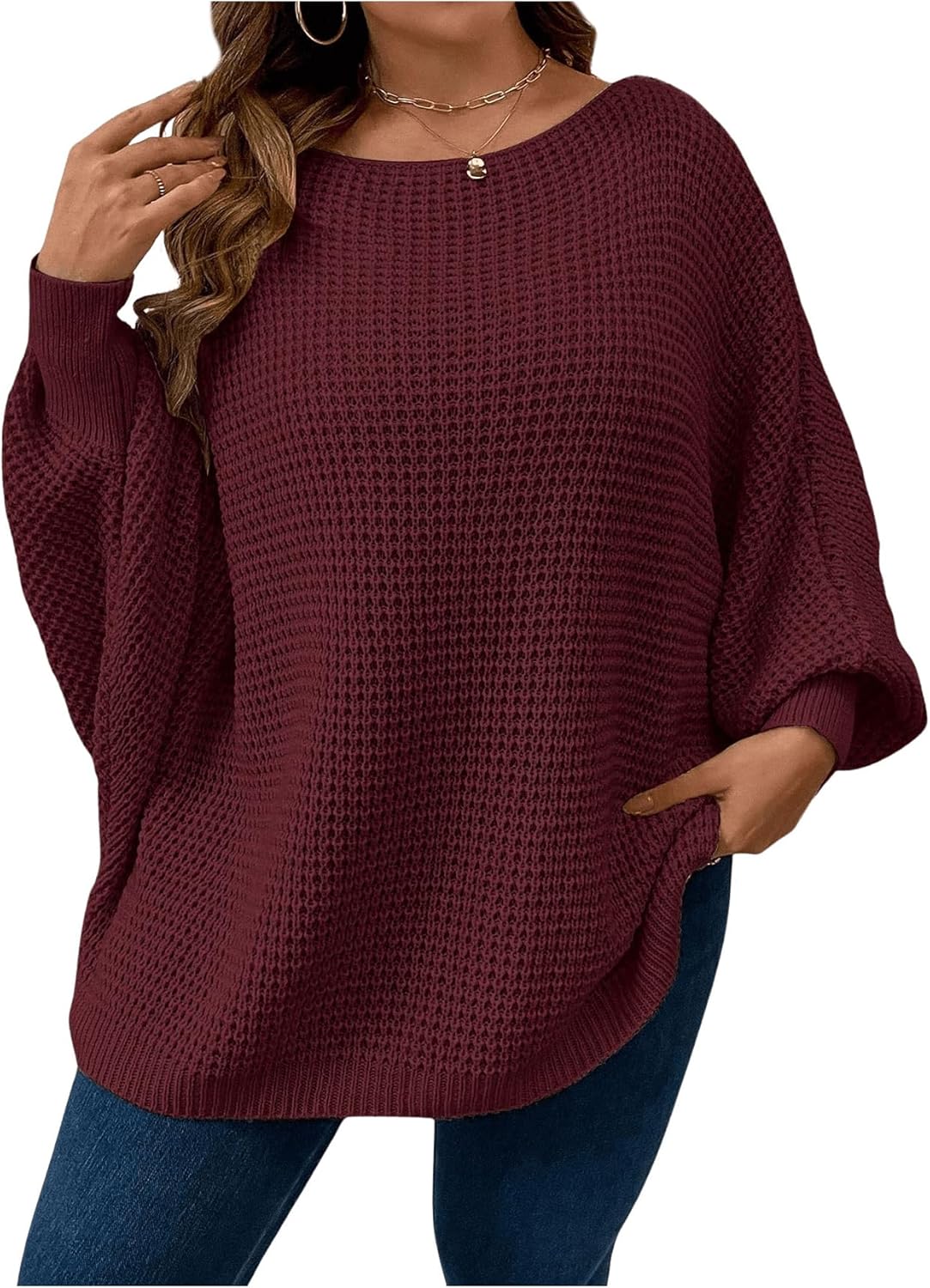 SOLY HUX Women's Plus Size Oversized Sweater for Fall Fashion