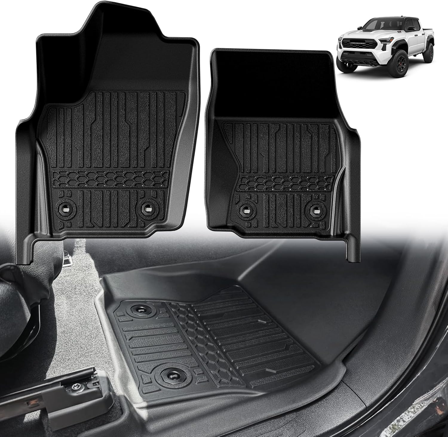 TripleAliners Tacoma 2024 2025 Floor Mats for Double Cab