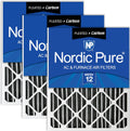 Nordic Pure 16x25x2 MERV 12 Pleated Plus Carbon 3 Pack - Odor Control
