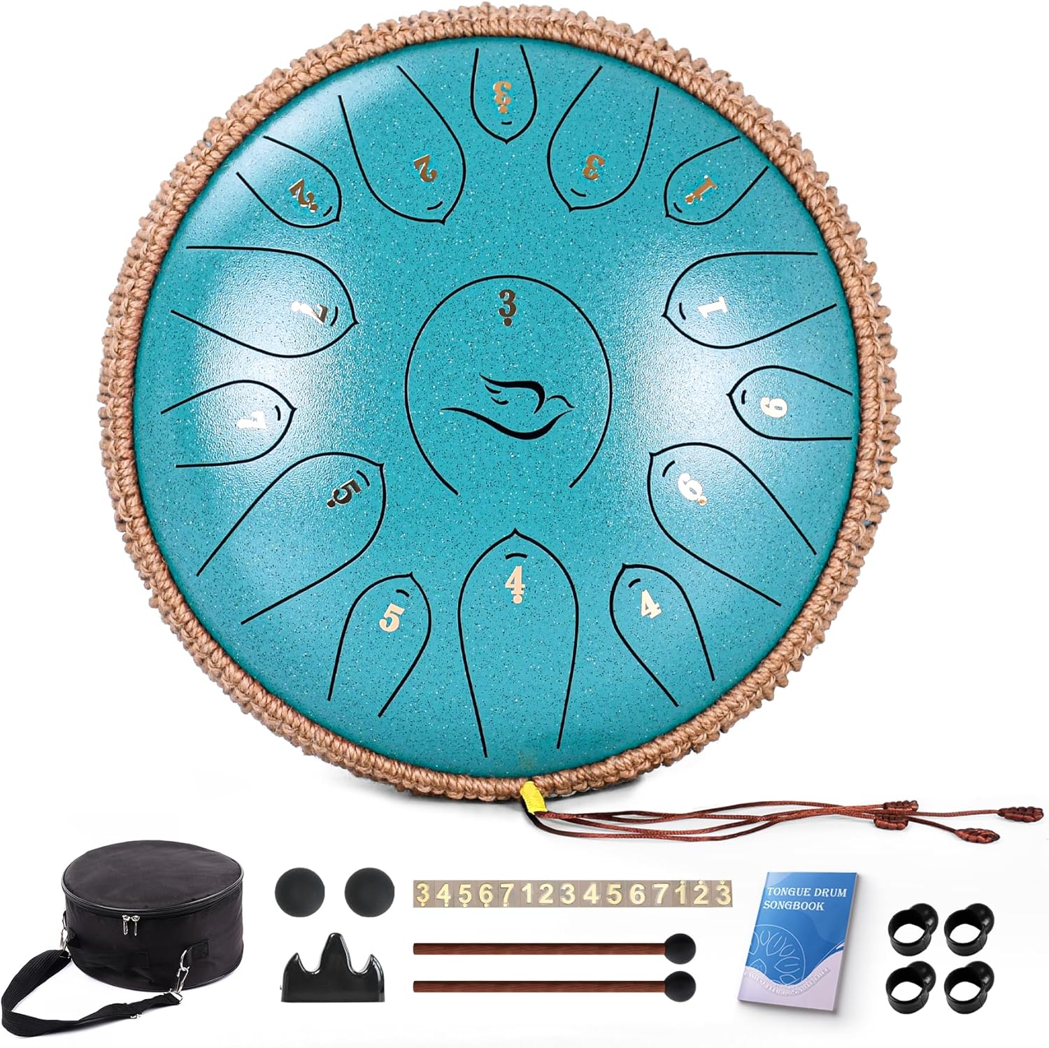 12 Inch Steel Tongue Drum with 15 Notes for Relaxation and Fun