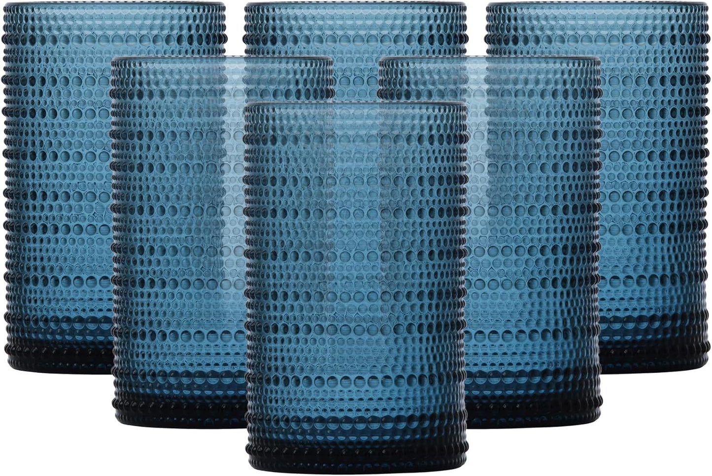 Fortessa Jupiter Beaded Hobnail Glass Set of 6 in Cornflower Blue