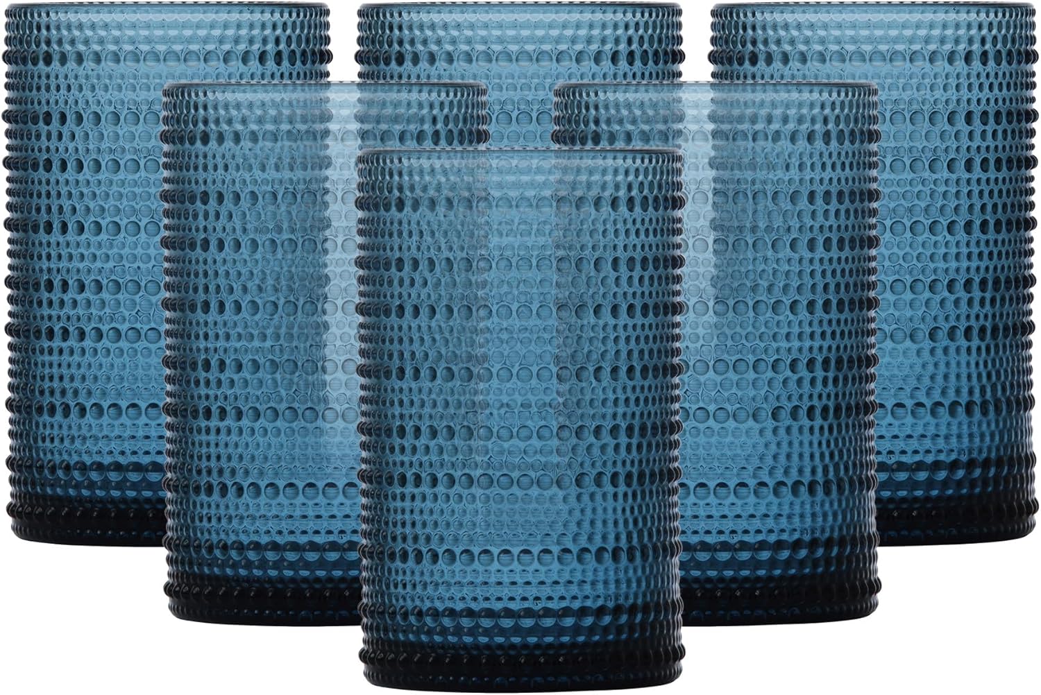 Fortessa Jupiter Beaded Hobnail Glass Set of 6 in Cornflower Blue