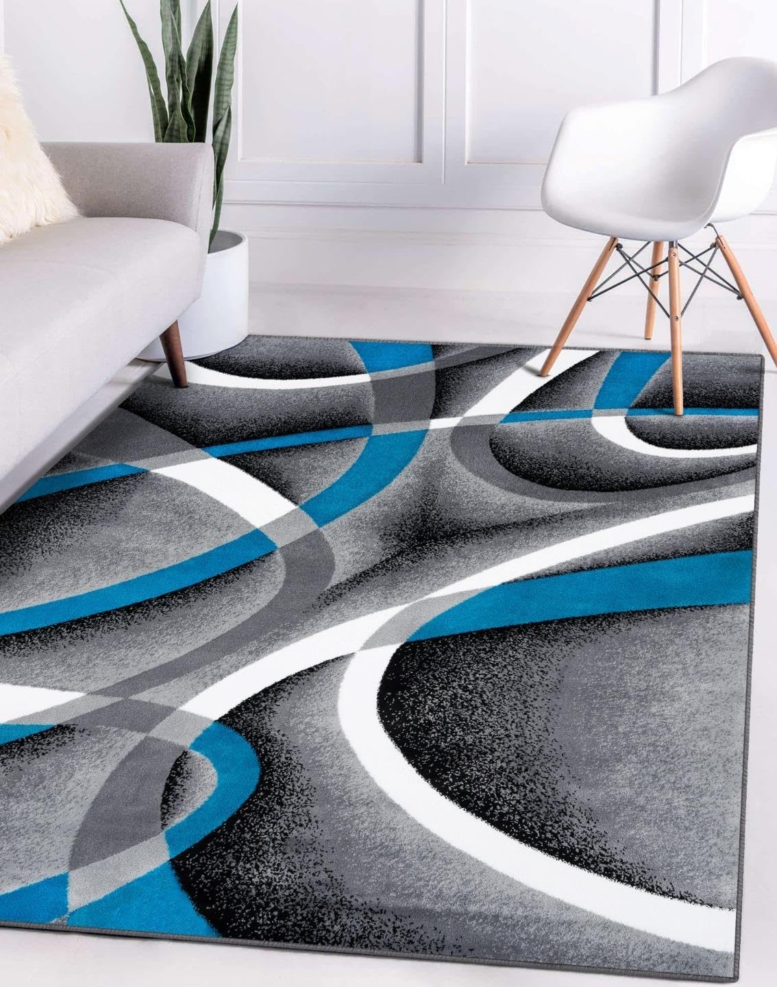 Persian Area Rugs Turquoise 8x10 Modern Abstract Design