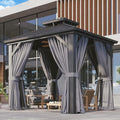 Aoxun 8ftx8ft Hardtop Gazebo - Double Steel Roof for Cooler Shade