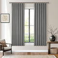 Grey Pinch Pleated Black Out Curtains 63 in Long - Insulated Linen
