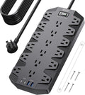 18 Widely Outlets Power Strip with USB-C Fast Charge - Heavy Duty 15ft