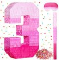 Sratte Number 3 Pinata Pink Birthday Decorations for Parties