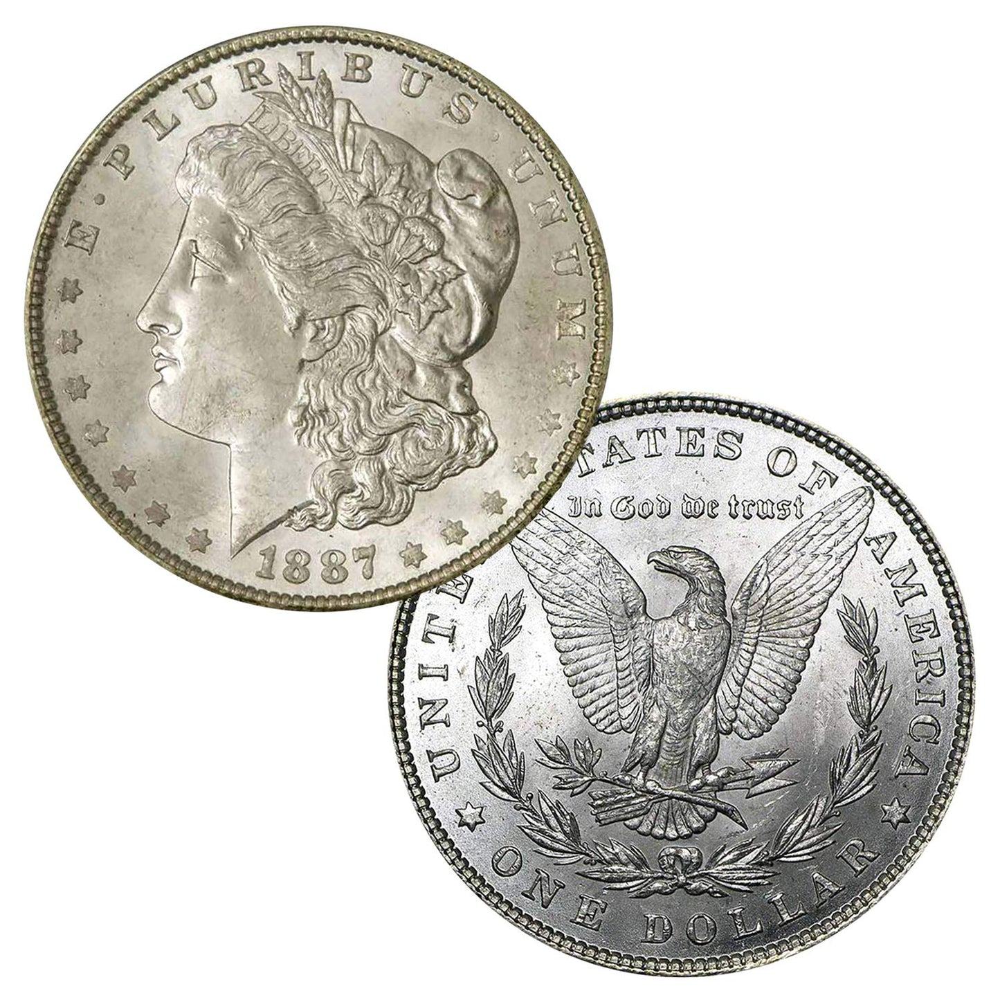 USA 1887 P Morgan Silver Dollar Coin - Brilliant Uncirculated