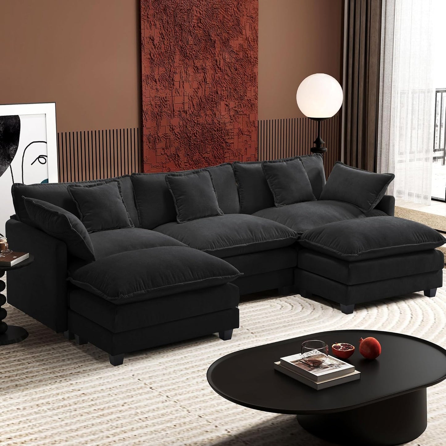 Ihanherry U-Shaped Modular Sectional Cloud Couch for Living Room