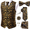 Hi-Tie Men's Silk Vest Bowtie Set Formal Vest 7PCS - Complete Wedding