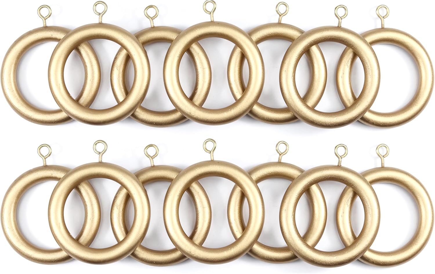Golden Wooden Curtain Rings Set - Easy Rod Installation