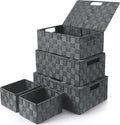 Storage Bins with Lids Woven Storage Box Organizer Containers - 5 Pack