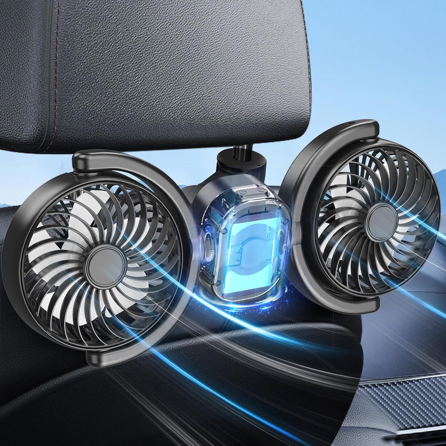 Dealswin Rechargeable Car Fan for Backseat Kids and Family