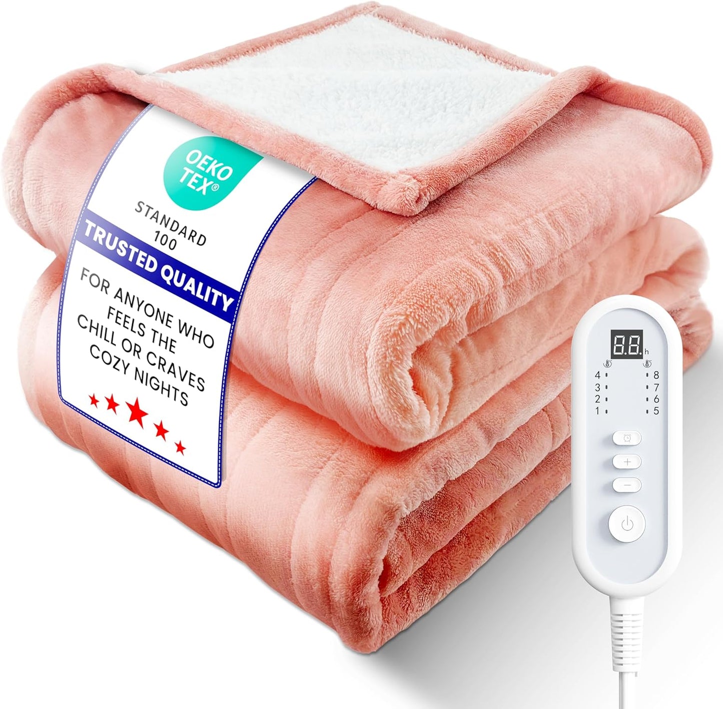 Electric Heated Blanket Twin, UltraCozy Flannel & Sherpa Warmth
