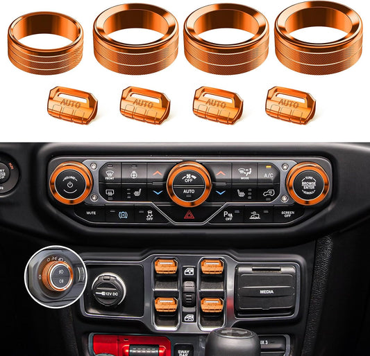8PCS Metal Button Knob Cover for Jeep Wrangler JL & Gladiator