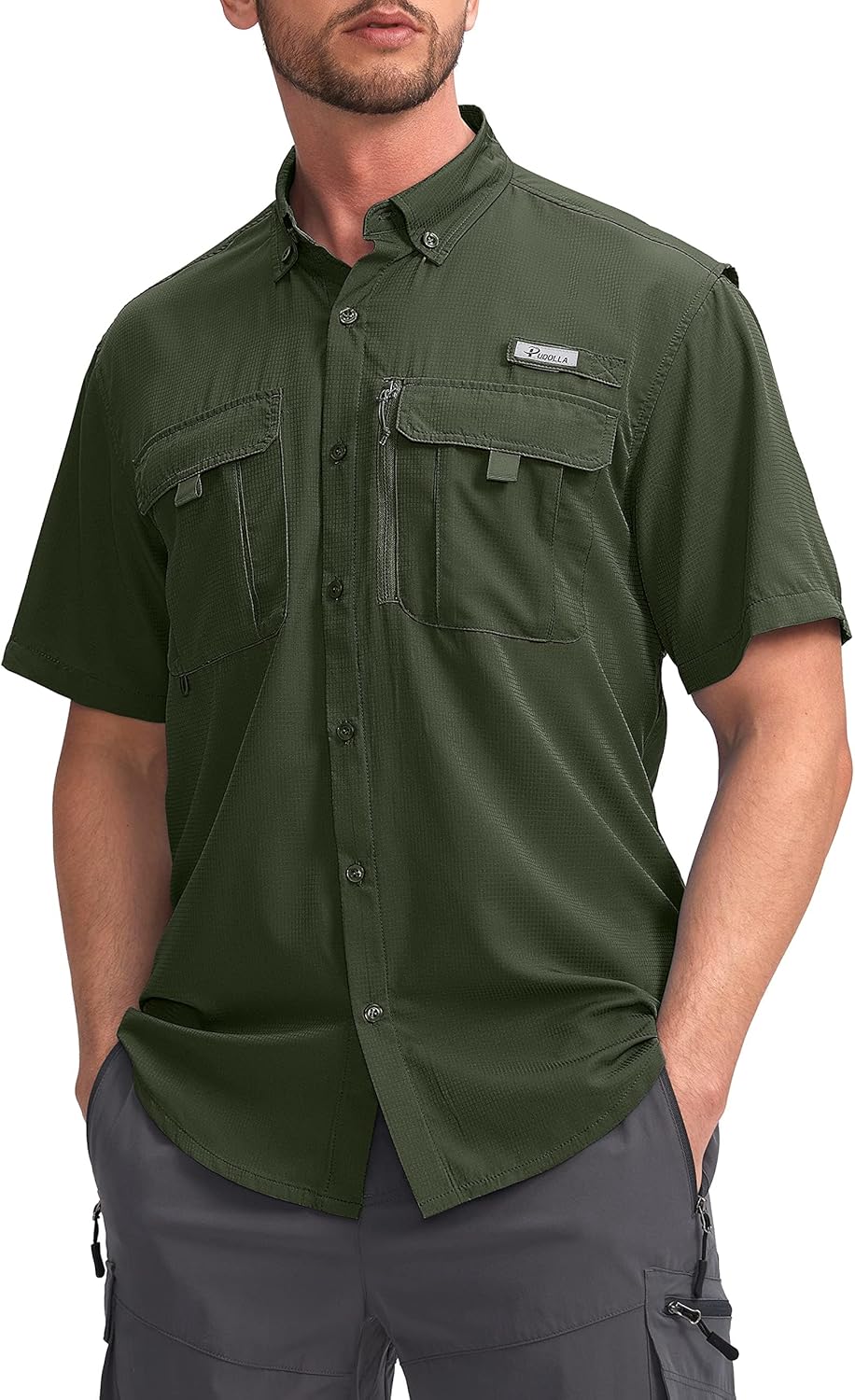 Pudolla Men's Fishing Shirts with UPF50+ Protection and Pockets