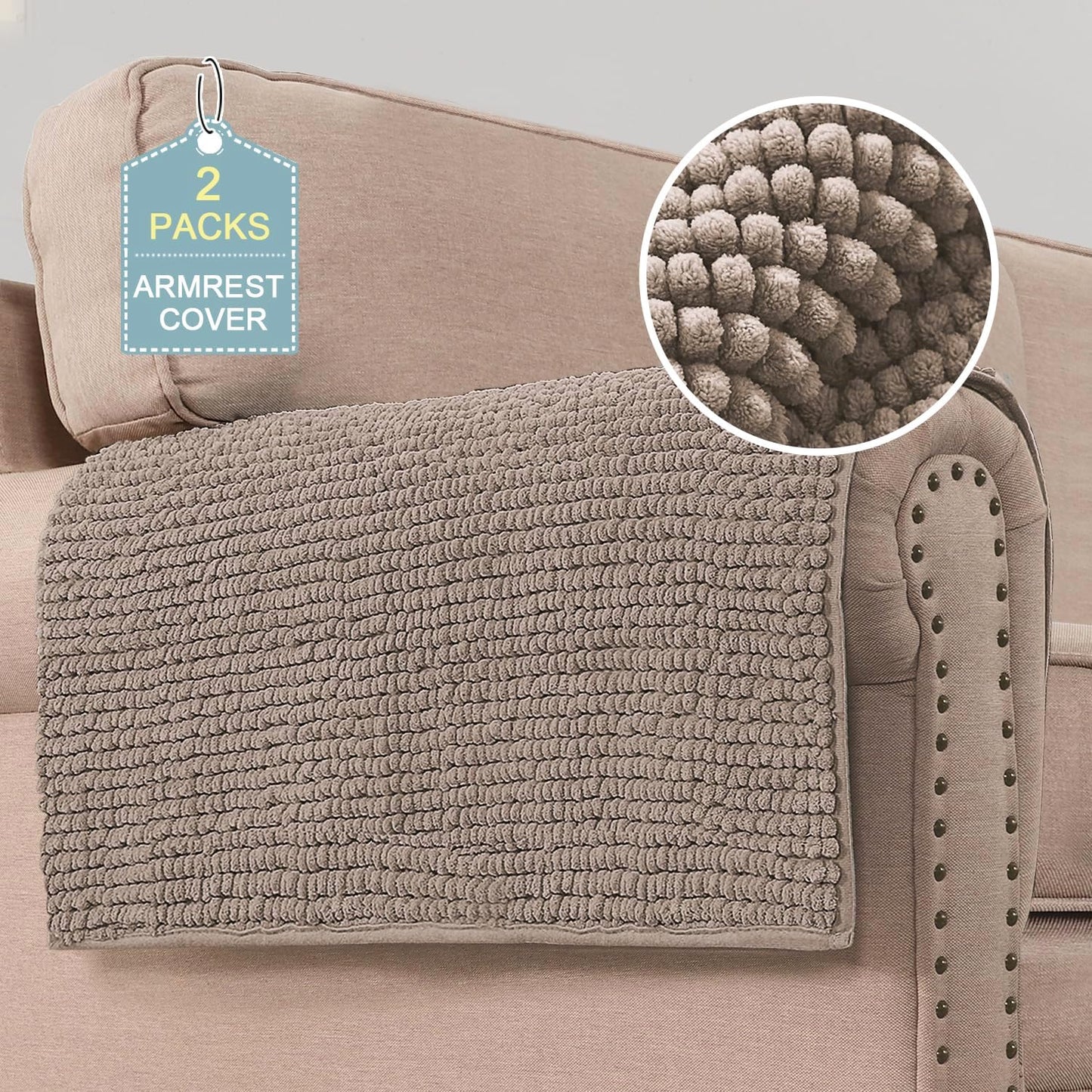 H.VERSAILTEX Plush Chenille Couch Armrest Cover for Pets