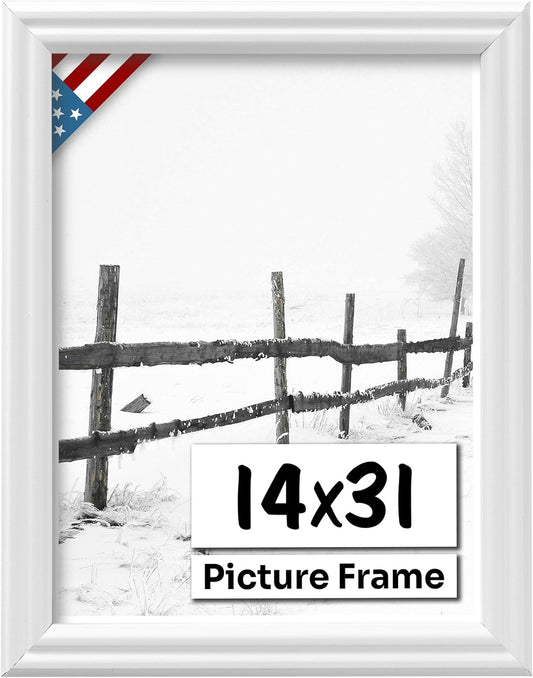 White 14x31 Picture Frame - Handmade Solid Wood Wall Decor