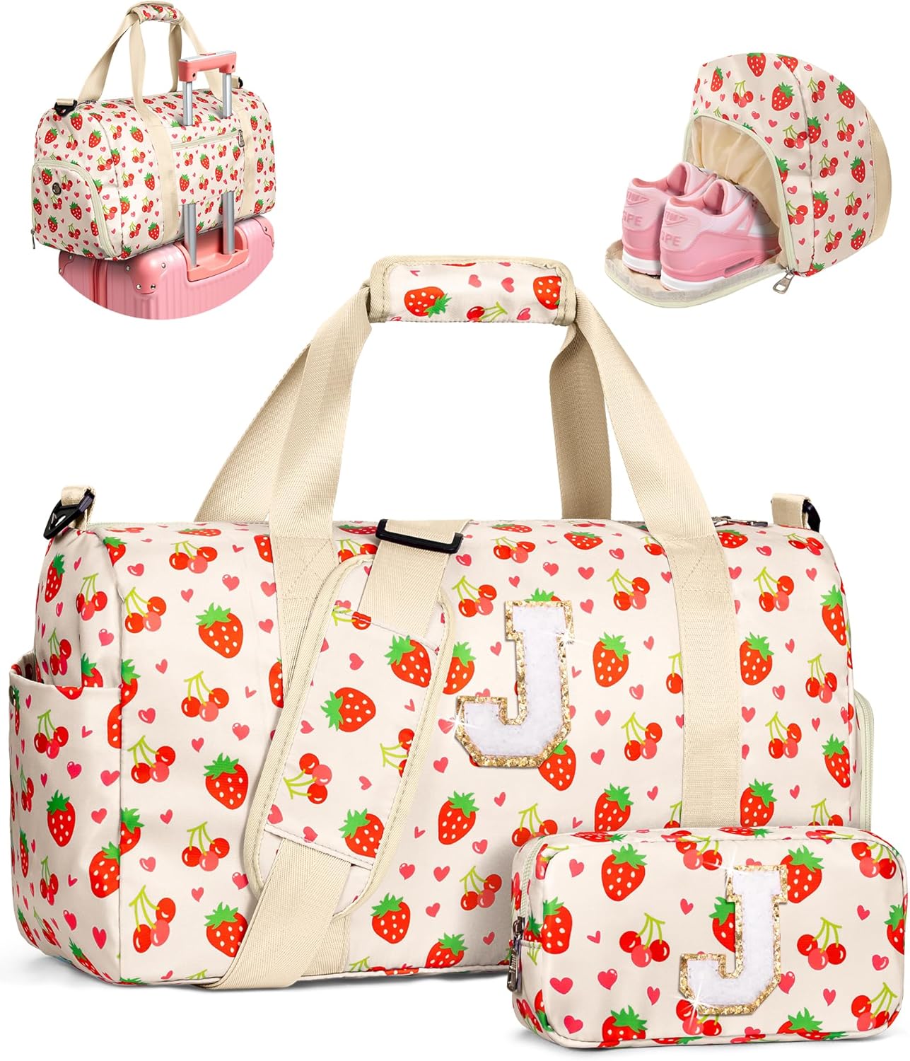 Personalized Initial Duffle Dance Bag for Girls Travel Essentials
