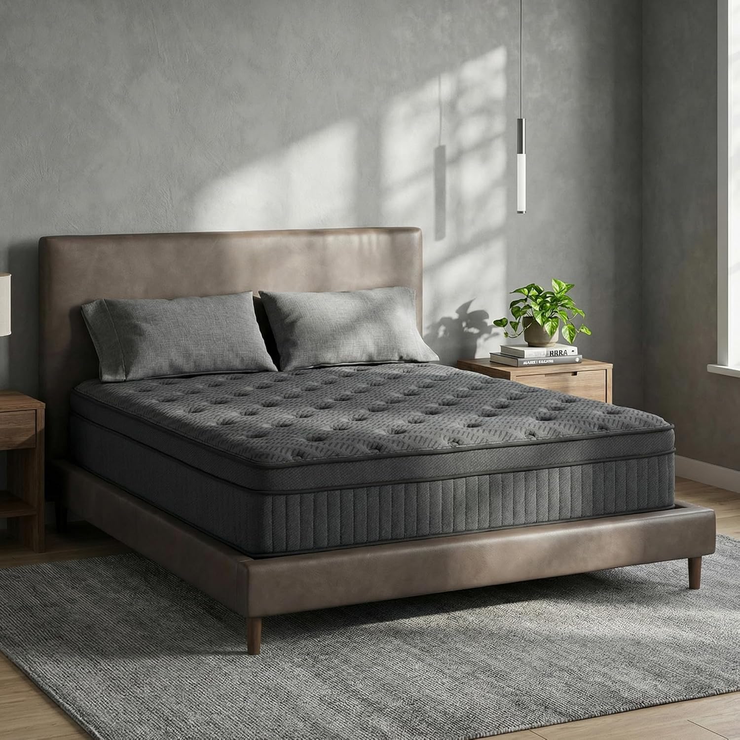 Queen Mattress 14 Inch Medium Firm Hybrid with Zoned Support