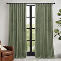 Sage Green Velvet Curtains 90 in - Heavy Duty Room Darkening